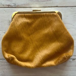 Clare V yellow faux fur handbag